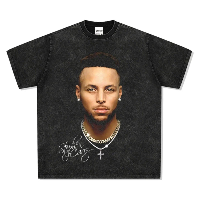 VINTAGE TEE | NBA Stars Big Face Dark Grey Tee V7.30